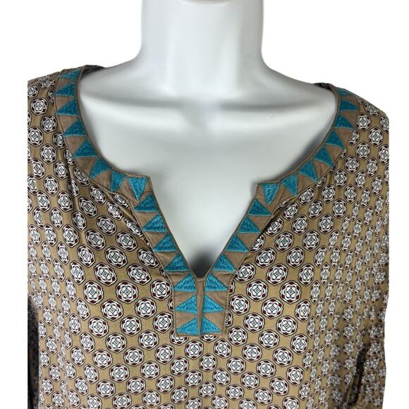 Umgee Peasant Tunic Dress Boho Shift Dress Split Neck sz XL - Picture 5 of 11